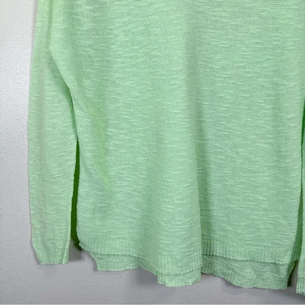 Eileen Fisher Womens Size Petite Medium Green Organic Linen Long Sleeve Top - Picture 9 of 14